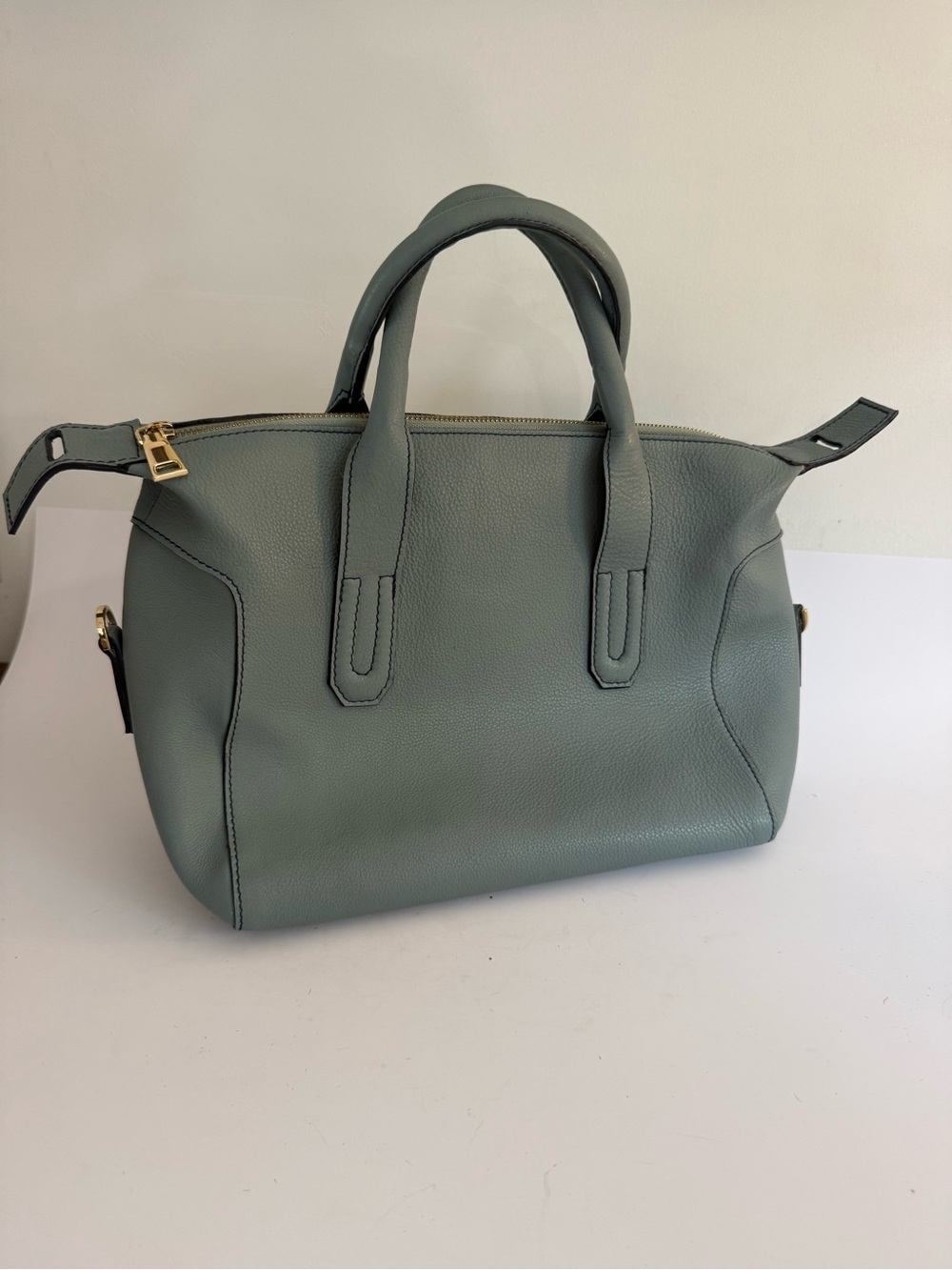 Classic Structured Satchel Handbag in Sage Green